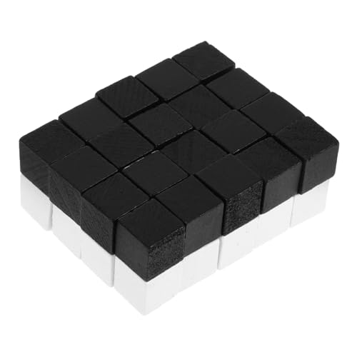 ERINGOGO Schachfiguren-Set Aus Holz 40-teilig Damespiel Tischspiel Schachkomponenten Leicht Kompakt Für Jungen Und Mädchen Erwachsene Schwarz/weiß von ERINGOGO