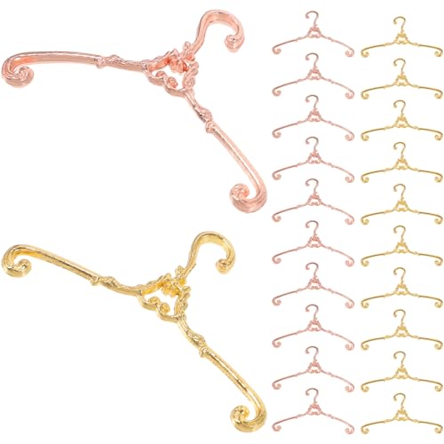 ERINGOGO 40 Stück Teiliges Mini kleiderbügel Metall Vintage Puppenkleiderbügel in Gold und Roségold Kleine Kleiderbügel für Puppenhaus Stabile Mini Garderobe für Puppenkleidung und von ERINGOGO