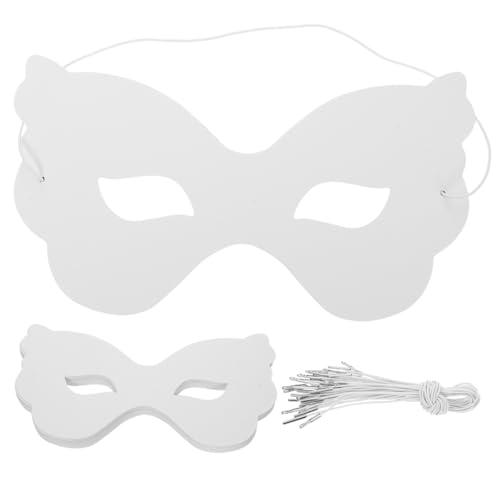 ERINGOGO 40 Stück Teiliges Weiße DIY Halbgesichts-masken aus Stabilem Papier mit Elastischem Band Bemalbare Schmetterlings-masquerade-masken für Karneval Halloween Kunst Bastelprojekte von ERINGOGO