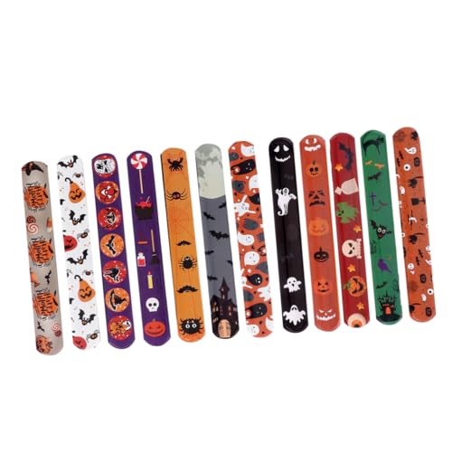 ERINGOGO 48 Stück Halloween Geschenke Thema Für Armbänder Party Armband Slap Kreatives Armband Kinderarmbänder Handgelenk Dekoration Gastgeschenk Zufällige Farbe von ERINGOGO