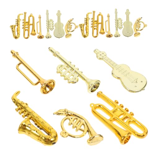 ERINGOGO 48 Stück Miniatur musikinstrumente Set Kunststoff Violine Trompete Saxophon Mini Klarinette Puppenhaus Deko Anhänger Weihnachtsbaum Schmuck für Musikliebhaber Vielseitige von ERINGOGO