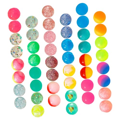 ERINGOGO 48 Stück Teiliges Kleine Bunte Elastik Bälle aus Robustem Kunststoff Stressabbauende Hüpfbälle für Kindergeburtstag Dekorative Party Goodies und Stress von ERINGOGO