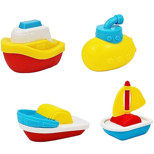 ERINGOGO 4Stücke Cartoon Badespielzeug Für Junge Mädchen Lustige Kleine Boote Für Badewanne Interaktives Wasserspielzeug Für Kleinkinder Für Badewanne Und Pool Fördert von ERINGOGO
