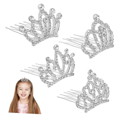 ERINGOGO 4Stücke Mini Krone für Teiliges mit Kronenkamm Geburtstagsfeiern Prinzessinnen Darstellung und Festliche Anlässe Schmuck für Kleine von ERINGOGO