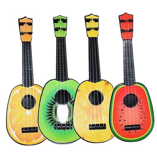 ERINGOGO 4stücke Teiliges Set Mini Ukulele Fruchtiger Form Musikinstrument Spielzeug Für Junge Mädchen Fördert Kreativität Und Musikverständnis Für Frühes Lernen Wassermelone Ananas von ERINGOGO