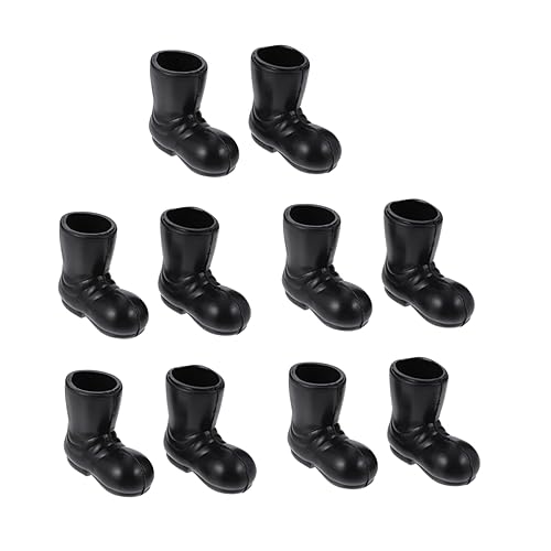 ERINGOGO 5 Paare Mini-Stiefel Weihnachtsminiaturen Basteln Ministiefel Basteln Mini-weihnachtszwerge Home Decoration Ornamente Weihnachtsschuhe Stiefel-weihnachtsschmuck Deko Black Plastik von ERINGOGO