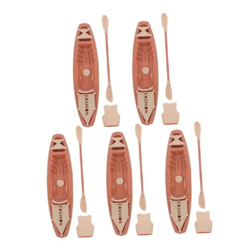 ERINGOGO 5sätze Miniatur-kanu Mit Paddeln Und Schwimmweste Plastik-Boot-Spielzeug Als Modelldekoration Kleines Fischerboot-Modell Für Puppenhaus Und Tischdeko Kajakspielzeug Aus von ERINGOGO