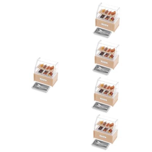 ERINGOGO 5 Sätze Miniaturornamente Schaukasten Modell Vitrine Ausstellungsregale Küchenschränke Puppenhaus Miniaturschrank Verkaufsregale für Geschäfte Brot Möbel Lebensmittelregal Kabinett von ERINGOGO