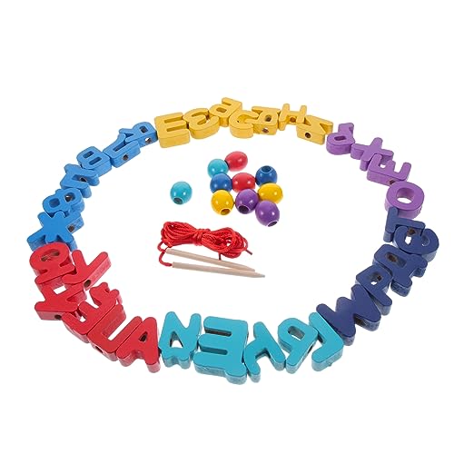 ERINGOGO 5 Sätze Holzspielzeug Alphabetblöcke Lernspielzeug für Babys Russisches Alphabet kinderspfa Kleinkind-Puzzle Kleinkindspielzeug Spielzeug Lernspielzeug für 2 jährige Schnüren von ERINGOGO