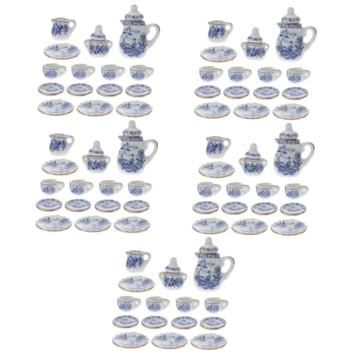 ERINGOGO 5 Sätze Tee Set Tea-Party-Spielzeug Teetassen Lebensmittelzubehör Für Die Küche Ornament Mini-Spielzeug Schneidespielzeug Für Die Küche Teekanne Tasche Keramik Essen Spielen von ERINGOGO