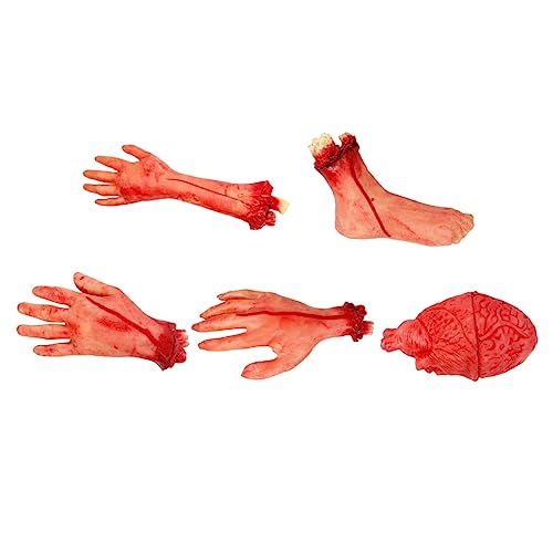 ERINGOGO 5 Stücke Halloween Scary Hand Fuß Requisiten Gefälschte Menschlichen Körper Teile Streich Requisiten Für Dekorationen von ERINGOGO