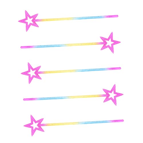 ERINGOGO 5 Stück Bunte Plastik Zauberstäbe mit Sternmotiv für Magische Spielzeugstäbe für Kostümspiele Partydekoration und Fantasievolle Rollenspiele von ERINGOGO
