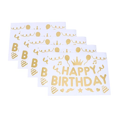 ERINGOGO 5 Stück Geburtstagsparty Aufkleber „Happy Birthday“ Ballon Aufkleber Ballon Aufkleber Ballon Aufkleber Dekorative Aufkleber Wandaufkleber Schmuck Party Aufkleber Goldener von ERINGOGO