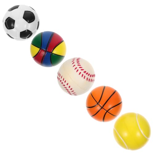 ERINGOGO 5 Stück Hüpfender Ball für kinderspielzeug aufnäher Fussball Kid Toys badketball Toy Set Sport-Stressbälle Geburtstagsfeierzubehör zum Thema Basketball PU-Schwamm von ERINGOGO