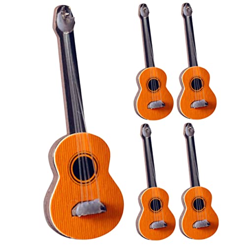 ERINGOGO 5 Stück Mini-möbelmodell Mini-gitarrenmodell Mini-Musikinstrument Miniatur Gitarren-Desktop-Ornament Puppenhaus-minigitarre Simulation Musikinstrument Kunststoff von ERINGOGO
