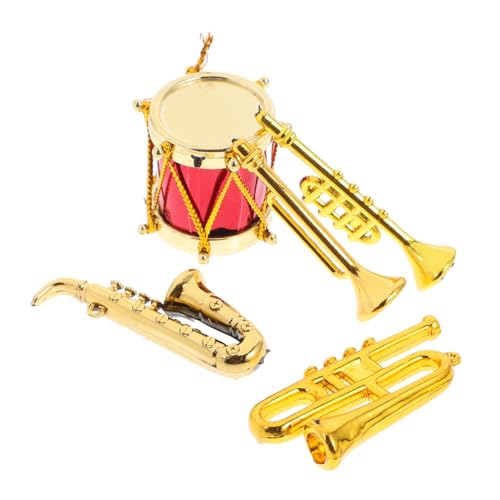 ERINGOGO 5 Stück Miniatur-Musikinstrumente Puppenhaus Mini Miniatur-Musical Mini Instrumente musikspielzeug Mini-Kunststoff-Musikinstrument Mini-Musikinstrument-Requisite Plastik Golden von ERINGOGO