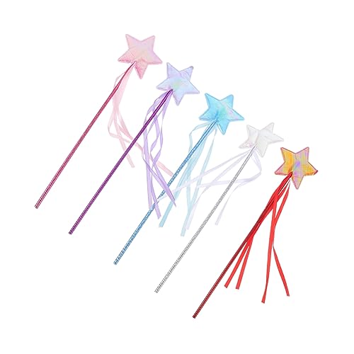 ERINGOGO 5 Stück Pentagramm-Fee-Zauberstab Party hoch Feenstab Kleinkind halloweenkostüme für verkleidung Sternenfee Zauberstab Mädchen-Performance-Fee-Stick ab Tuch von ERINGOGO
