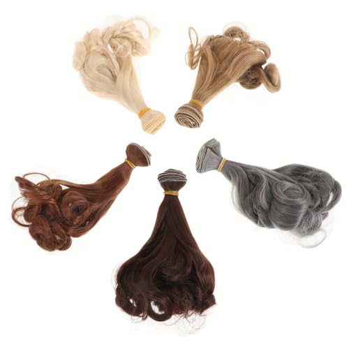ERINGOGO 5 Stück Perücke Haarreihe puppenperücken Perücken für Puppen Puppenhaare basteln Bjd-Puppen männlich bjd perücke Haare für Puppen lockiges Puppenhaar Hochtemperaturdraht von ERINGOGO