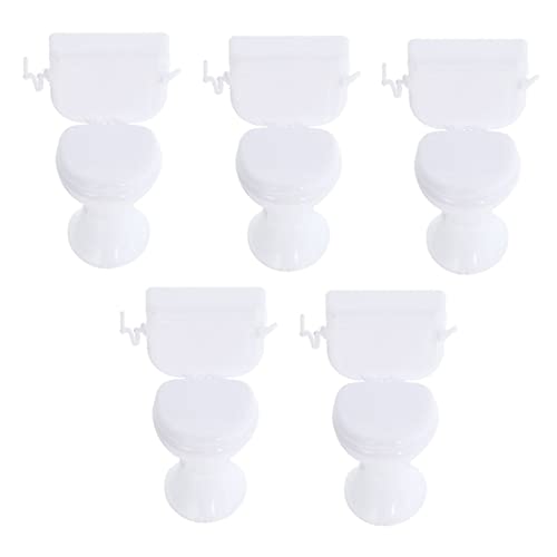 ERINGOGO 5 Stück Puppentoilette Töpfchen Toilette Puppenhausbad Nettes Mini -toilettenspielzeug Toiletten-Training Babytopf Toilettensitz Für Kleinkinder Spielzeuge Dekoration Plastik Weiß von ERINGOGO