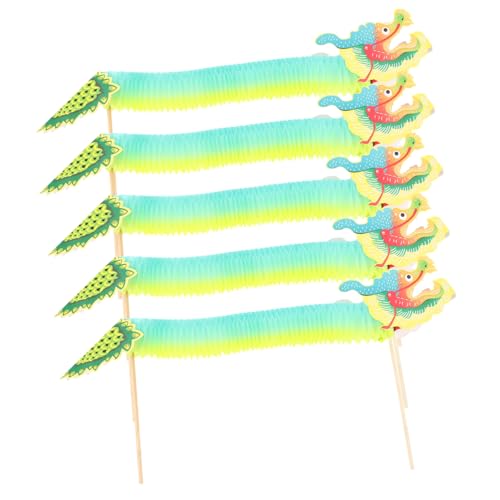 ERINGOGO 5 Stück Teiliges Chinesisches Neujahr Drachen DIY Party Dekoration Bunte Papier-Drachen Requisiten für Fotos Handliche Frühlingsfest Deko für Feierlichkeiten von ERINGOGO