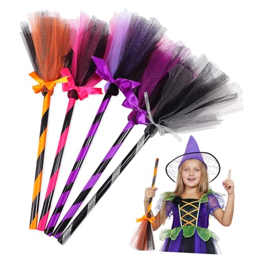 ERINGOGO 5 Stück Teiliges Hexenbesen Farben Leicht Sicher und Wiederverwendbar Halloween-Party Cosplay Zubehör für Dekorativer Besen für Kostüm und Spiele von ERINGOGO