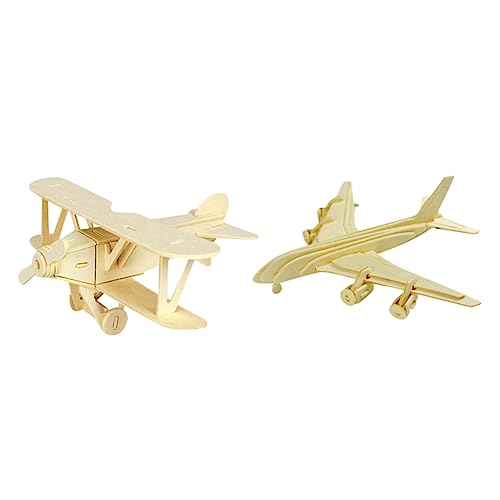 ERINGOGO 5 Stück Teiliges Holzpuzzle Holzflugzeug und Patrouillenboot DIY Handwerk Fördert Hand Auge Koordination und Kreatives Lernen von ERINGOGO