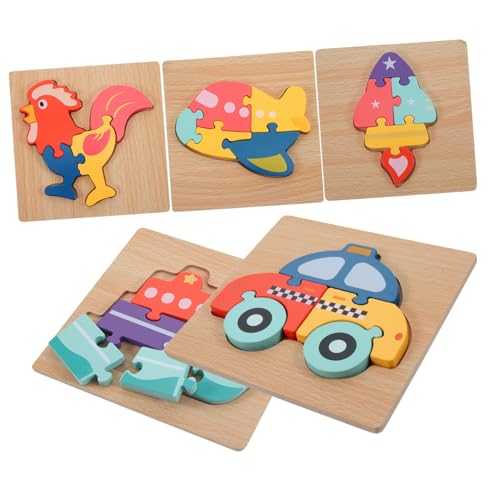 ERINGOGO 5 Stück Teiliges Holzpuzzle mit Aufbewahrungstablett Lernspielzeug für Motorik und Kreativität für Reisen und zu Besonderen Anlässen von ERINGOGO