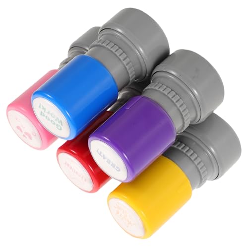 ERINGOGO 5 Stück Teiliges Lehrer Stempel Selbstfärbend für Hausaufgabenbewertung Farbenfrohe Motivationsstempel aus Kompakt und Klar für Grundschüler Lernförderung von ERINGOGO