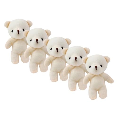 ERINGOGO 5 Stück Teiliges Mini Bär Plüschspielzeug Weiche Kleine Bärenpuppe Flauschige Stofftiere für DIY Valentinstag Bastelprojekte Niedliche Anhänger für Schlüsselbund und Taschen von ERINGOGO