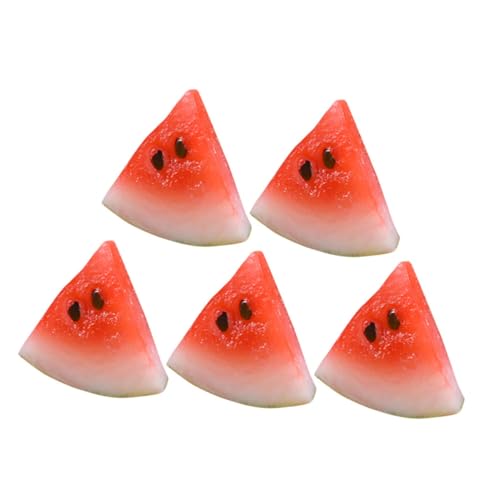 ERINGOGO 5 Stück Teiliges Mini Wassermelonen Scheiben Realistische Kunstfrüchte für Puppenhäuser Dekoration für DIY Projekte und Miniaturmöbel Sammler von ERINGOGO