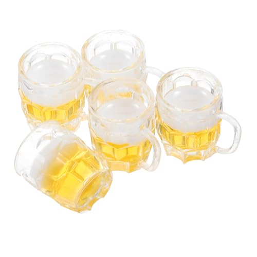 ERINGOGO 5 Stück Teiliges Miniatur Bierkrug aus Resin Transparente Miniatur Biergläser für Puppenhaus Bar und Küche Detailreiche Mini Cocktailgläser für DIY Dekoration und Micro von ERINGOGO