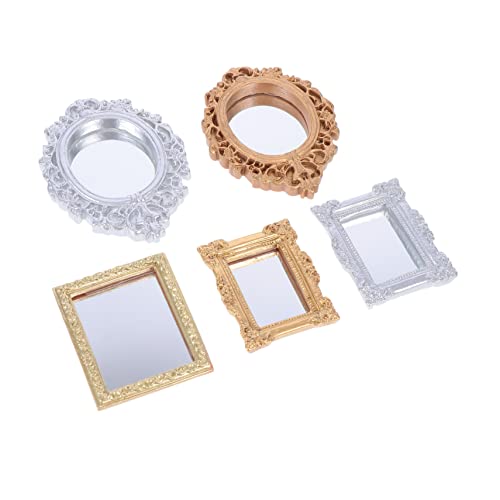 ERINGOGO 5 Stück Teiliges Miniatur Retro Spiegel Kleine Miniatur Dekorationen für Puppenhaus und Garten Zufälliger Stil für Mini Garten und Wohnaccessoires von ERINGOGO