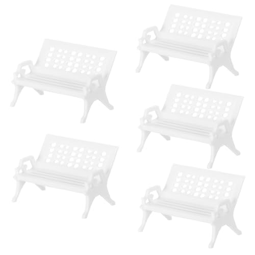 ERINGOGO 5 Stück Teiliges Miniatur aus Kunststoff Realistischer Kleiner Puppenstuhl Leichtes Tragbares Möbelzubehör für Desktop Dekoration und Miniatur Szenen von ERINGOGO