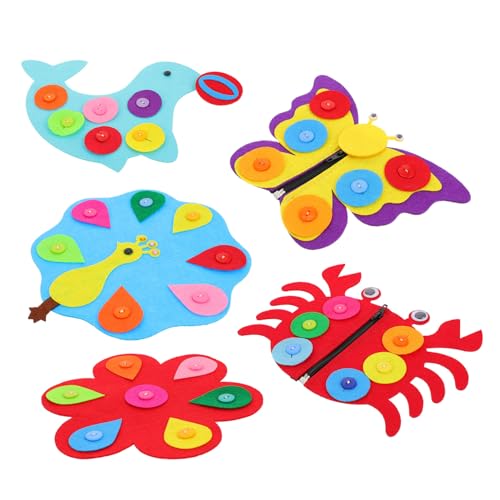 ERINGOGO 5 Stück Teiliges Montessori Button Board Lernspielzeug aus Vliesstoff Sensorisches Greifspielzeug zur Feinmotorikförderung für Kleinkinder Sicher und für Jungen und Mädchen ERINGOGO 5 Stück Teiliges Montessori Button Board Lernspielzeug aus Vliesstoff Sensorisches Greifspielzeug zur Feinmotorikförderung für Kleinkinder Sicher und für Jungen und Mädchen von ERINGOGO