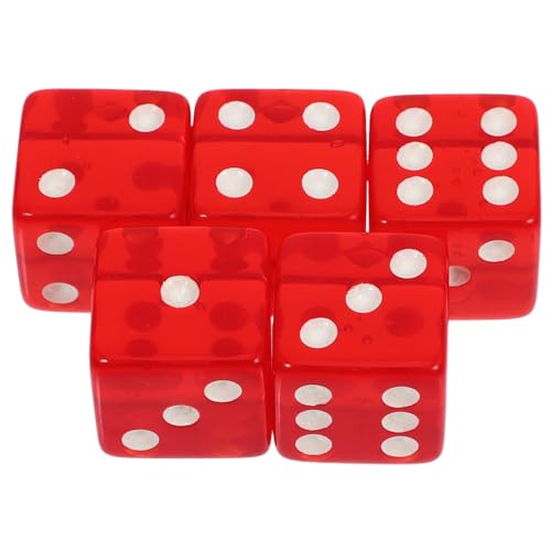 ERINGOGO 5 Stück Teiliges Rote Transparente Acrylwürfel Leichtes Glattes Würfelspiel Zubehör für Brettspiele Party Bar und Familienrunden Würfelspielzeug von ERINGOGO