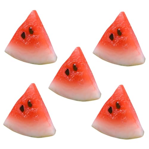 ERINGOGO 5 Stück Wassermelonenscheibenspielzeug Niedlicher Party gefälschte Wassermelonenscheibe Kunstobst aus der Küche Modell mit künstlicher Wassermelone Obst simulieren PVC rot von ERINGOGO