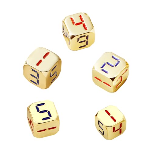 ERINGOGO 5stücke Goldene Metall Würfel Mit Rundungen Mini Dices Für Partyspiele Tischspiele Und Lehrprojekte Tragbare Würfel Für Spaß Und Unterhaltung von ERINGOGO