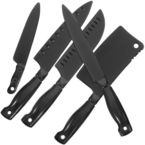ERINGOGO 5 Teiliges Küchenmesser Kombinationsmodell Zubehör Miniatur Küchenbesteck Mini Küchenutensilien Modell Tiny House Küchenzubehör Mini Für Lustiges Legierung Schwarz von ERINGOGO