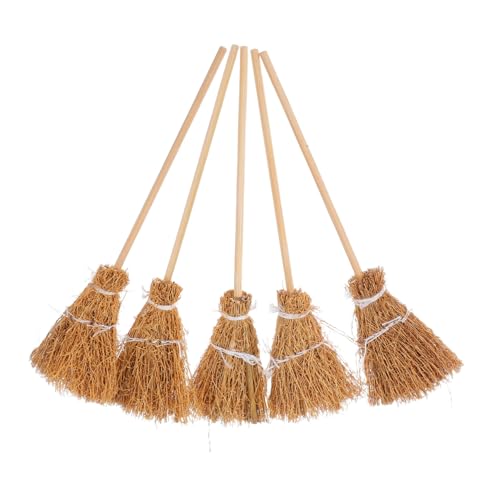 ERINGOGO 5-teiliges Miniatur-Besen-Set: Mini-Besen, Puppenhaus-reinigungsmittel, Miniatur-hauszubehör Für Puppenhaus, Küchen- Und Gartendekor Für Heimwerker Und Sammler von ERINGOGO