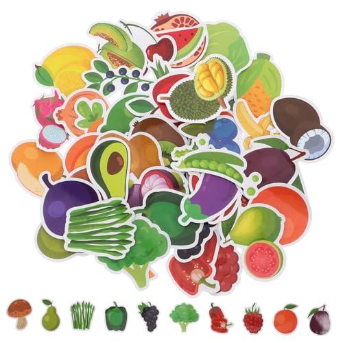 ERINGOGO 50 Stück Cartoon-Obst- Und Gemüseaufkleber Obstaufkleber Für Aufkleber Für Obst Und Gemüse Apfelaufkleber Cartoon-Obst-Aufkleber Essen -Aufkleber Papier von ERINGOGO