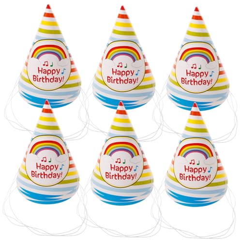 ERINGOGO 50 Stück Geburtstagsparty-hut Geburtstagsfeier Kegelkappe Bunte Geburtstagsfeierhüte Plüsch Geburtstagsmützen Für Regenbogen- -hut Partykegelhüte Schmücken Papier von ERINGOGO