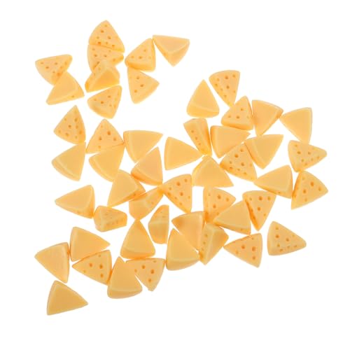ERINGOGO 50 Stück Käseimitat Miniaturfutter Süßigkeiten Anhänger Für Die Schmuckherstellung Käseanhänger Für Handyhülle Künstliches Käsemodell Gefälscht Falsches Käse Yellow Harz von ERINGOGO
