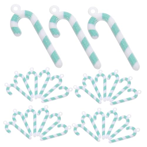 ERINGOGO 50 Stück Mini Candy Cane Anhänger Grün Gestreift Kleine DIY Bastelanhänger Weihnachtliche Dekorationen für Handwerk und Partyaccessoires von ERINGOGO