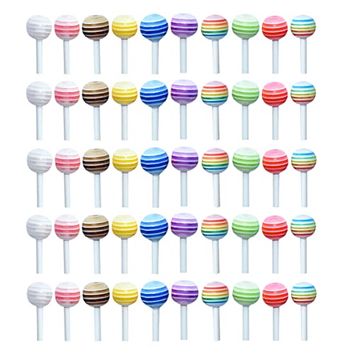 ERINGOGO 50 Stück Mini-Lutscher Dollhouse Candy Decor Stichworte UPS knallt Regenbogen Tiny Lollipop Decor Puppenhaus Lutscher Lutscher-Miniatur Charme Lutscher Plastik Zufällige Farbe von ERINGOGO