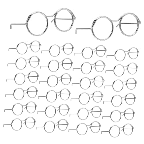 ERINGOGO 50 Stück Miniatur Puppenbrillen aus Draht Miniatur Brillenrahmen in Silber für Puppenhaus Zubehör DIY Foto Requisiten und Bastelprojekte Detailreiche und Realistische Minibrille von ERINGOGO