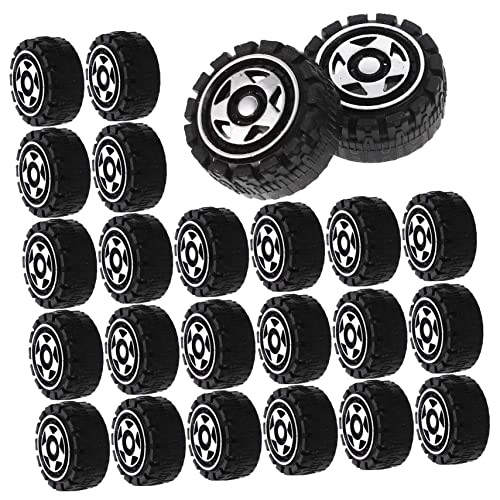 ERINGOGO 50 Stück Radspielzeugzubehör Kinderauto Autospielzeug Schüttgut Spielzeugrad Mini-Reifen Spielzeugauto Rad Räder für Modellautos Kinderräder Plastik von ERINGOGO