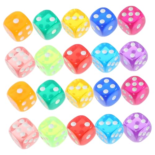 ERINGOGO 50 Stück Teiliges Acrylwürfel Abgerundeten Ecken Transparente Bunte Spielwürfel Stabile Würfel für Brettspiele Party und Matheunterricht Leicht und Tragbar von ERINGOGO