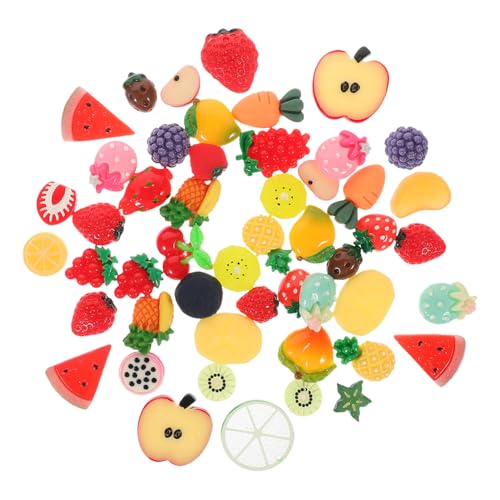 ERINGOGO 50 Stück Teiliges Mini Frucht Modell Lebensechte Bunte Künstliche Miniatur Früchte Glatt und Langlebig für Puppenhaus Deko DIY Fruchtmotive Fotorequisiten und Tischdekoration von ERINGOGO