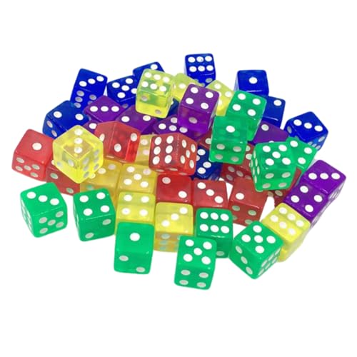 ERINGOGO 50 Stück Spielzeug Würfelspiele Spielwürfel farbige Würfel sechsseitige Würfel transparente Würfel Spiel Würfel Acryl von ERINGOGO