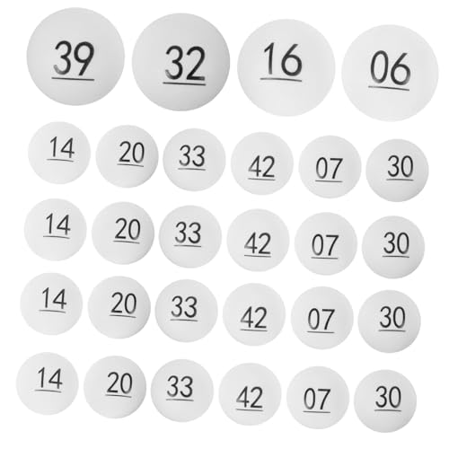 ERINGOGO 50 Stücke Kunststoff Tisch Platzieren Bälle Große Rosa Anzahl Farbige Tombola Kleine Hohl Bingo Kunststoff Ball Requisiten Party Spiel Pp Weiß von ERINGOGO